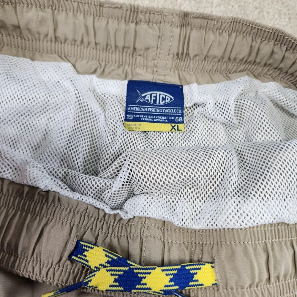 Aftco Shorts Men XL Hybrid Fishing Swim Elastic Waist‎ Chino Lined Quick Dry 10